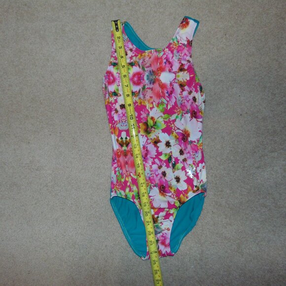 Snowflake Red Flowers Green Back Leotard AS - Picture 5 of 6